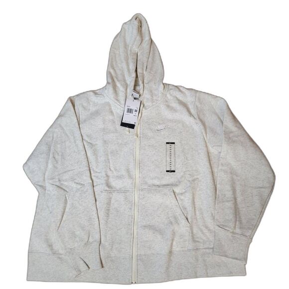 Nike Women’s Club Fleece Full-Zip Hoodie – Size 2X Oatmeal Heather - Picture 1 of 9